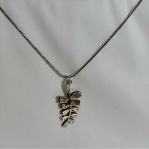 Vintage Brighton silver-plate and wood heart/leaf interchangeable necklace 26”